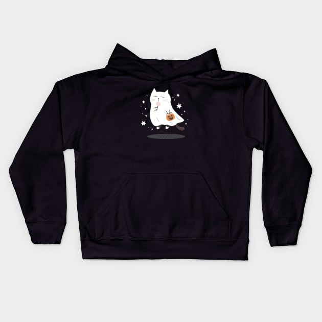 Ghost cat Kids Hoodie by Moonaries illo